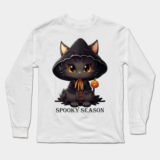 Spooky Season Halloween Vibes Witchy Cat Long Sleeve T-Shirt